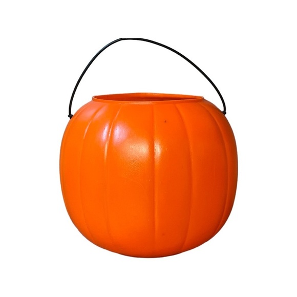 Halloween Blow Mold Norfolk General Foam Pumpkin Jack O Lantern Candy Bucket - Picture 2 of 6